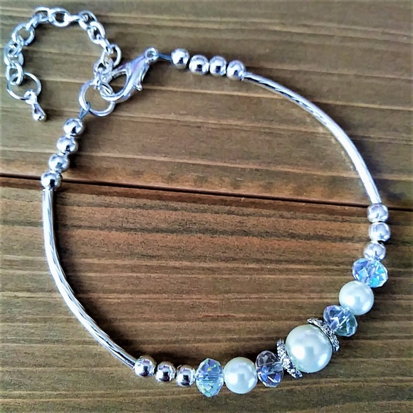 New Pearl & Crystal Bride/Wedding Bracelet - Picture 6 of 8
